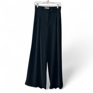 Black High-Waisted Wide-Leg Trousers | Minimalist Pants | Flowy Dress Slacks